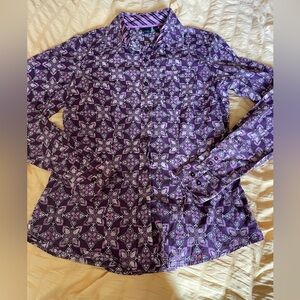 Cruel Girl long sleeve Western shirt! size medium Purple & Cream Rodeo button up